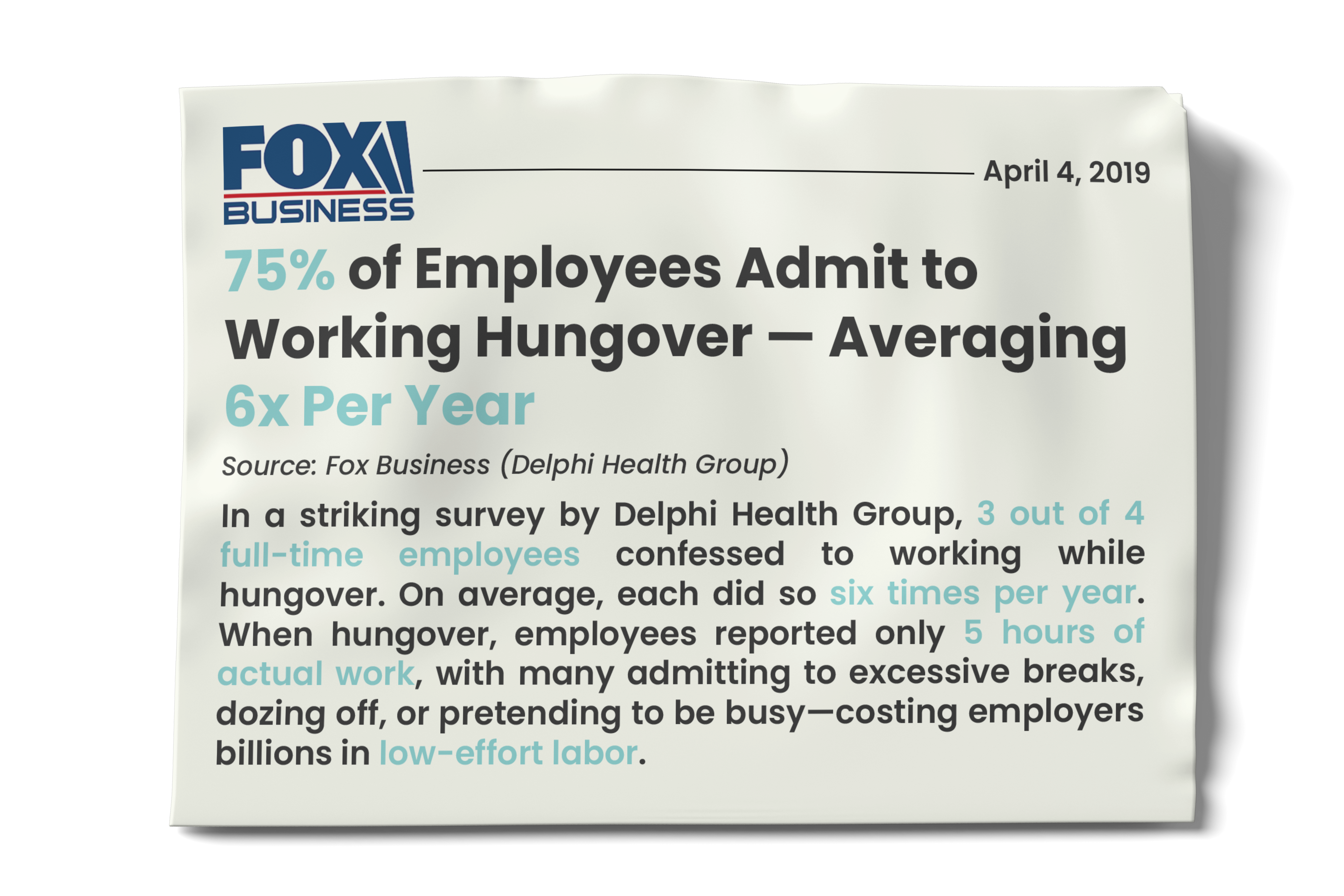 News article about hangover economic costs